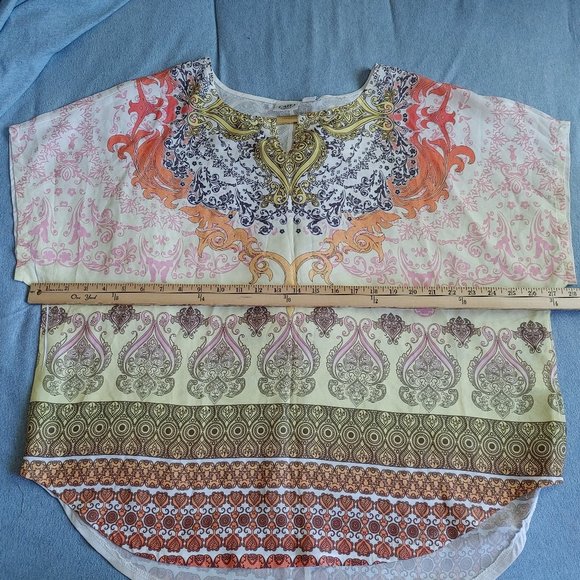 Cato Plus Size Blouse Yellow/Orange Paisley Sz 18-20W - Picture 6 of 7